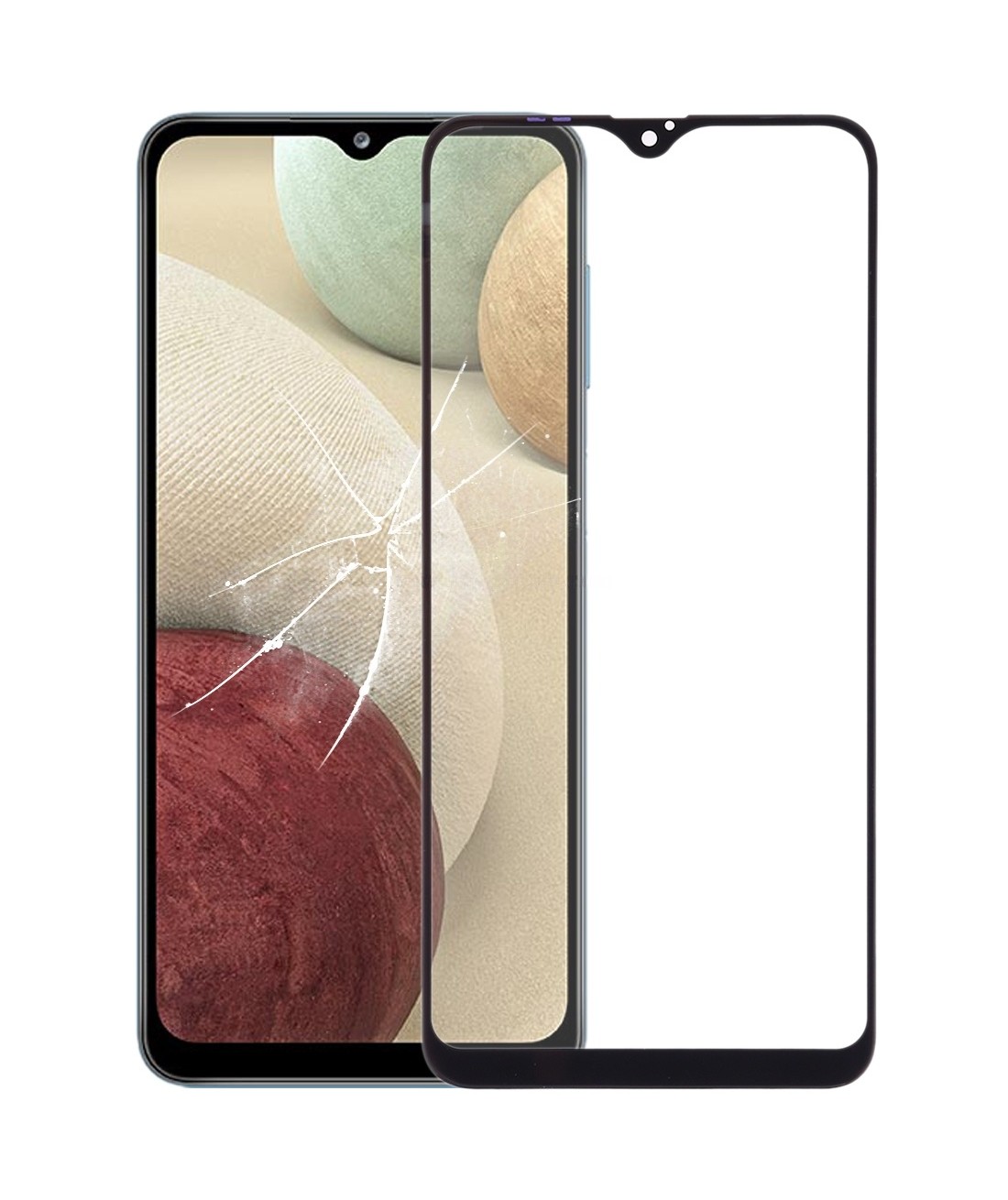 For Samsung Galaxy A12 Front Screen Outer Glass Lens with OCA Optically Clear Adhesive