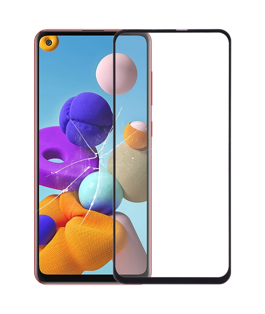 For Samsung Galaxy A21S Front Screen Outer Glass Lens with OCA Optically Clear Adhesive