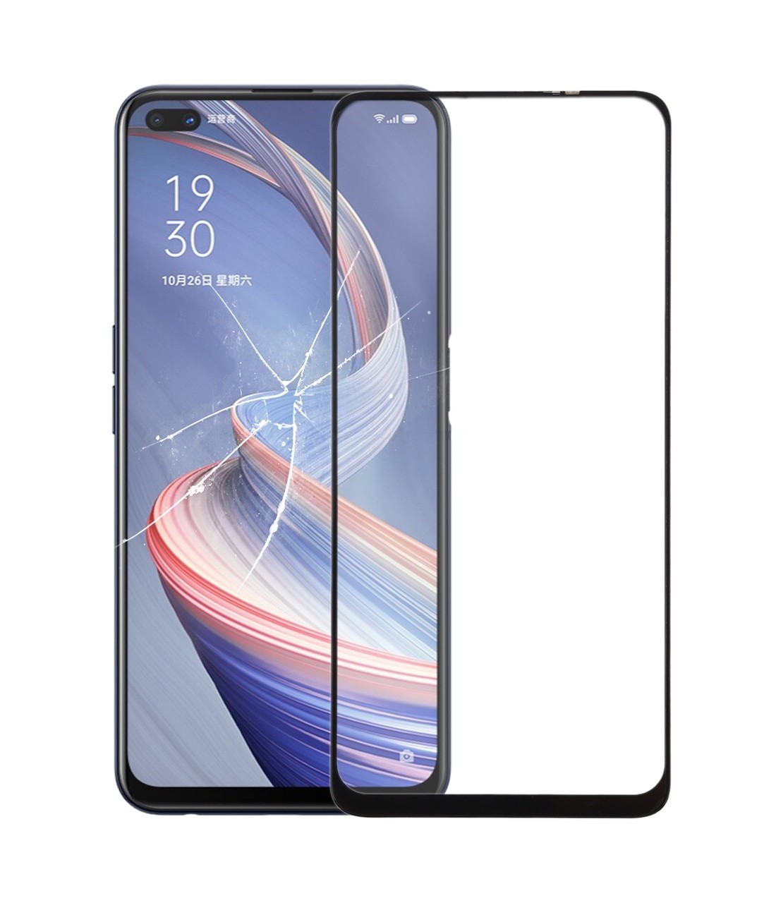 For OPPO A92S / X50 Front Screen Outer Glass Lens with OCA Optically Clear Adhesive