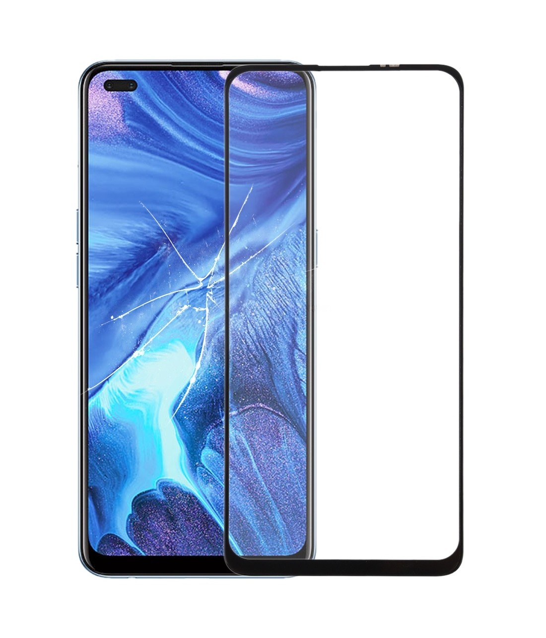 For OPPO Reno4 Front Screen Outer Glass Lens with OCA Optically Clear Adhesive