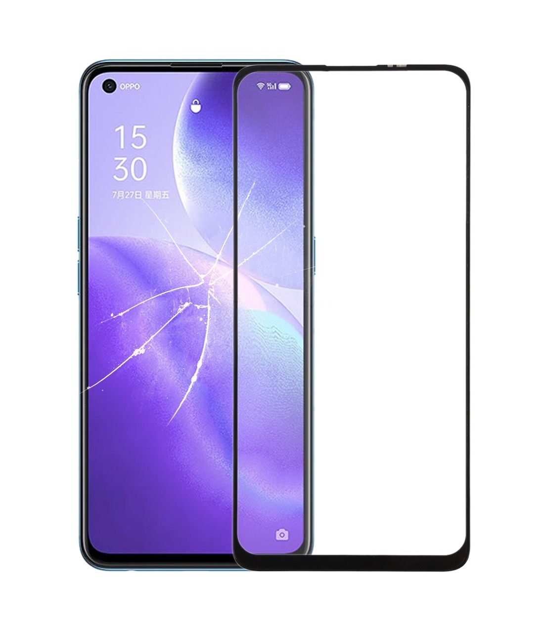 For OPPO Reno5 Front Screen Outer Glass Lens with OCA Optically Clear Adhesive