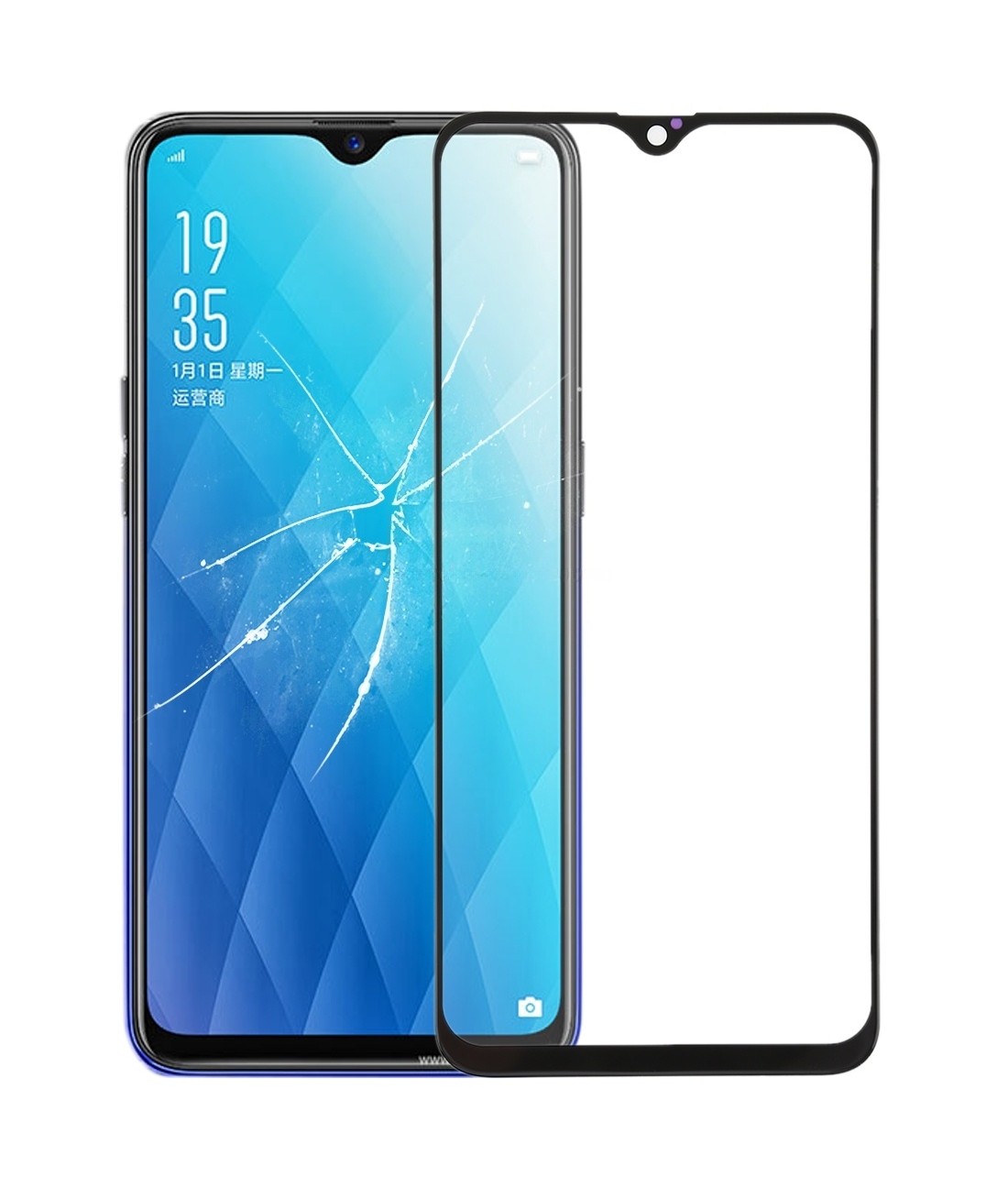 For OPPO A7X / F9 Front Screen Outer Glass Lens with OCA Optically Clear Adhesive