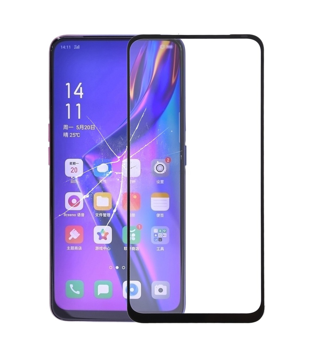 For OPPO K3 / F11 Pro Front Screen Outer Glass Lens with OCA Optically Clear Adhesive