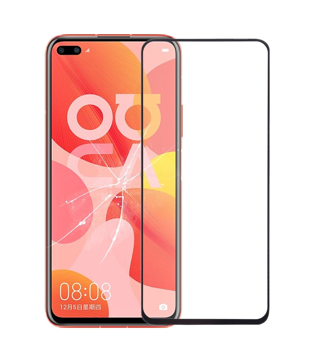For Huawei Nova 6 Front Screen Outer Glass Lens with OCA Optically Clear Adhesive