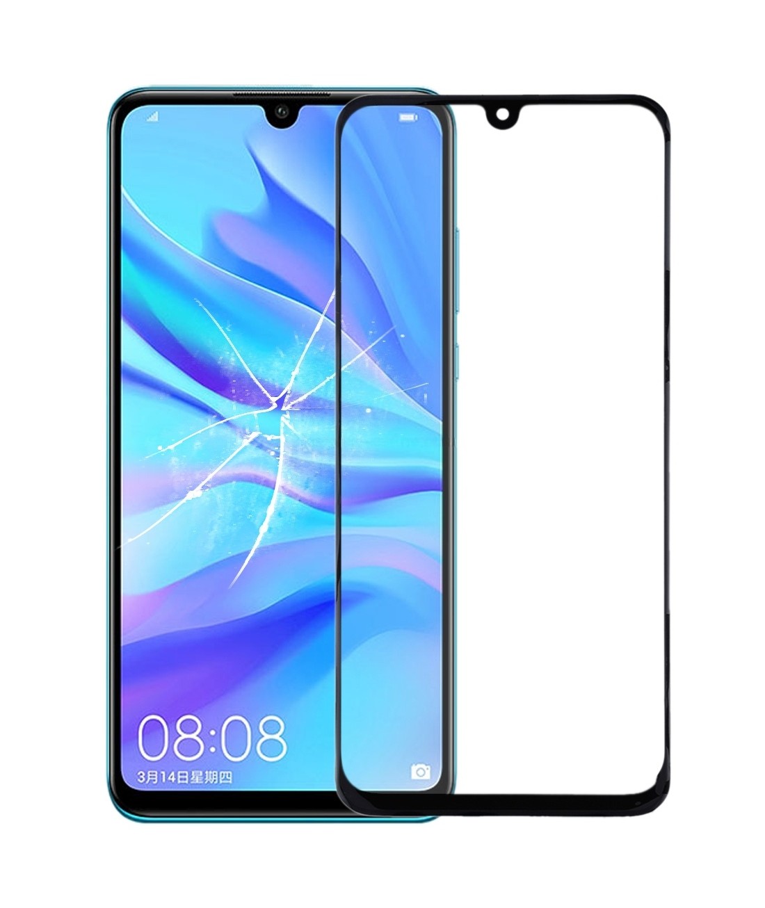 For Huawei Nova 4e Front Screen Outer Glass Lens with OCA Optically Clear Adhesive