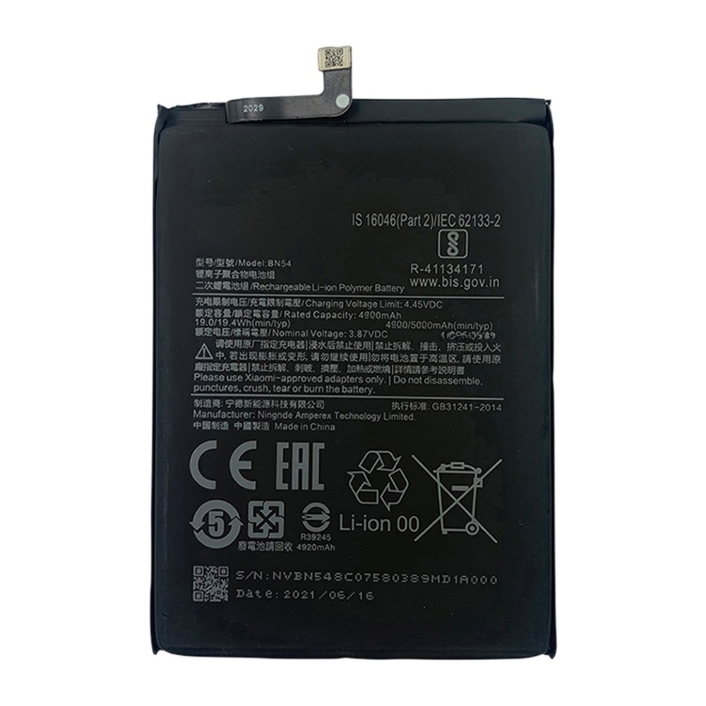 BM54 5000 mAh Li-Polymer Battery Replacement For Xiaomi Redmi Note 9 5G / Redmi Note 9T