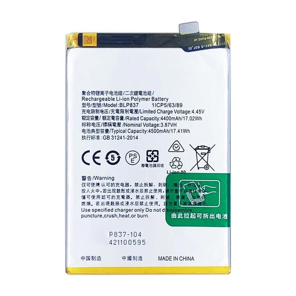 BLP837 4500mAh For Realme 8 Pro Li-Polymer Battery Replacement
