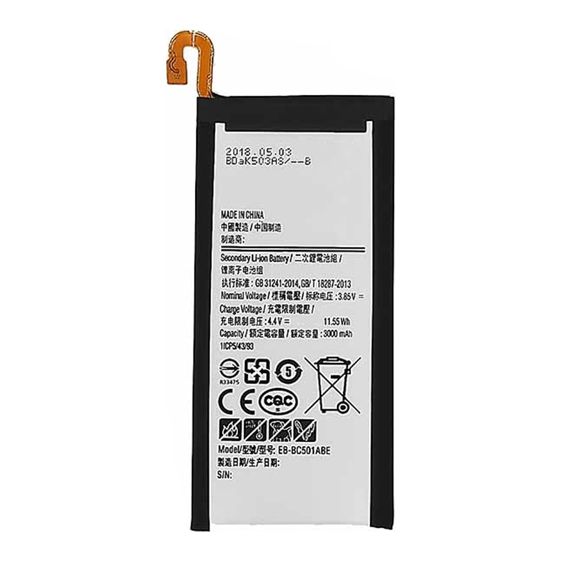 EB-BC501ABE 3000mAh For Samsung Galaxy C5 Pro SM-C5010 Li-Polymer Battery Replacement