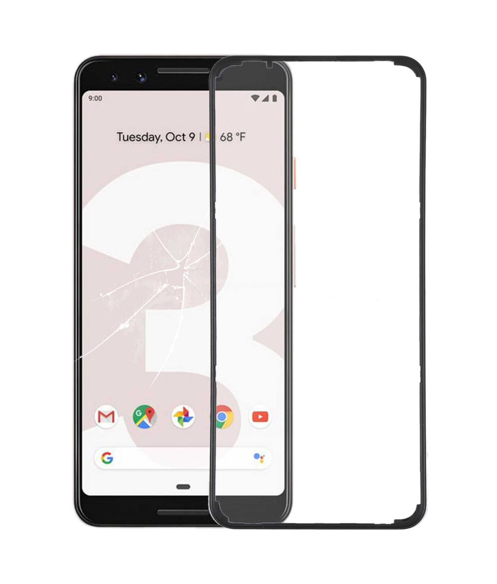 Front LCD Screen Bezel Frame For Google Pixel 3