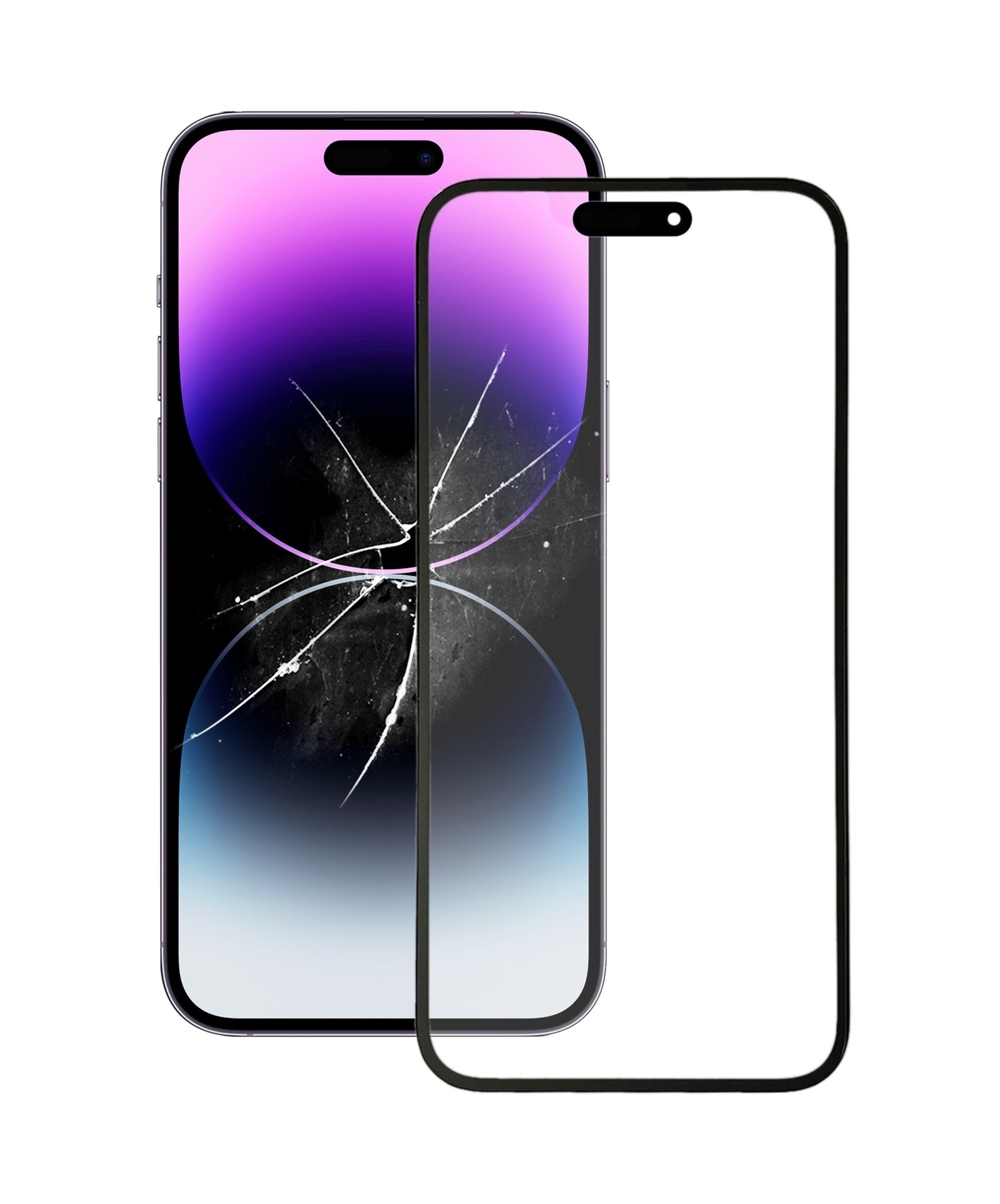 For iPhone 14 Pro Max Front Screen Outer Glass Lens with OCA Optically Clear Adhesive