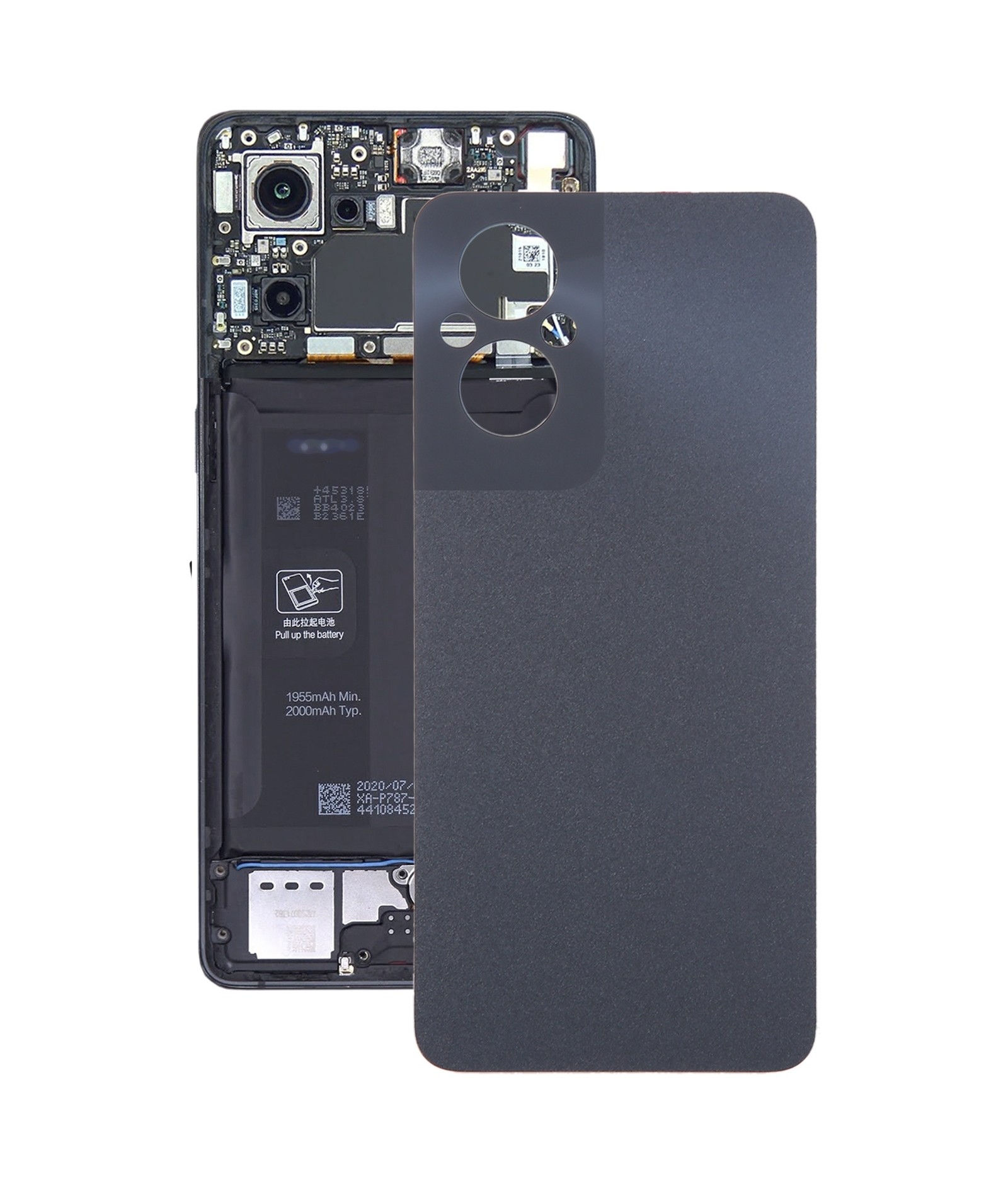 For OPPO Reno7 Lite Original Battery Back Cover(Black)