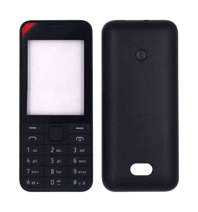 For Nokia 208 Full Housing Cover(Black)