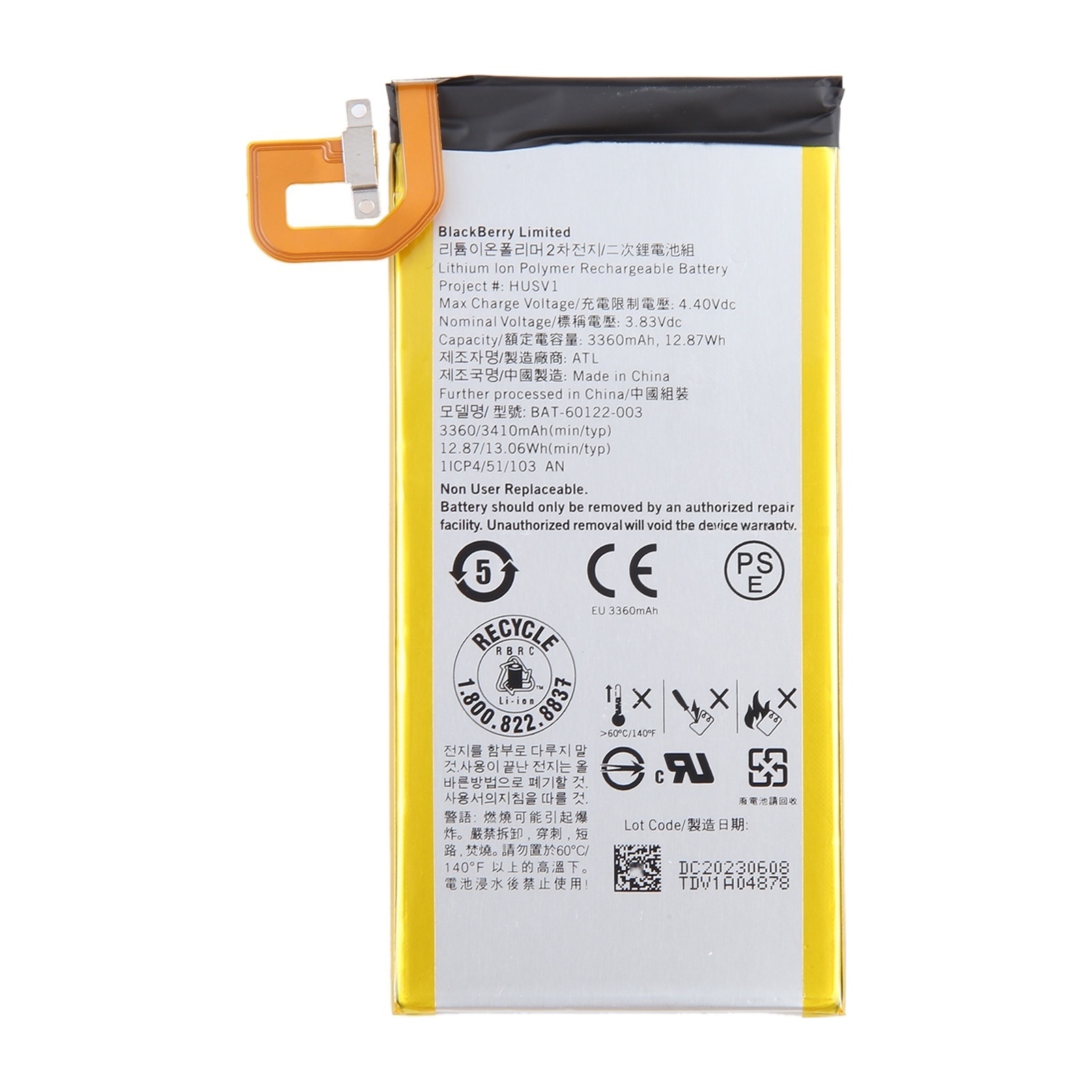 For BlackBerry Priv STV100 Battery Replacement HUSV1 3360mAh