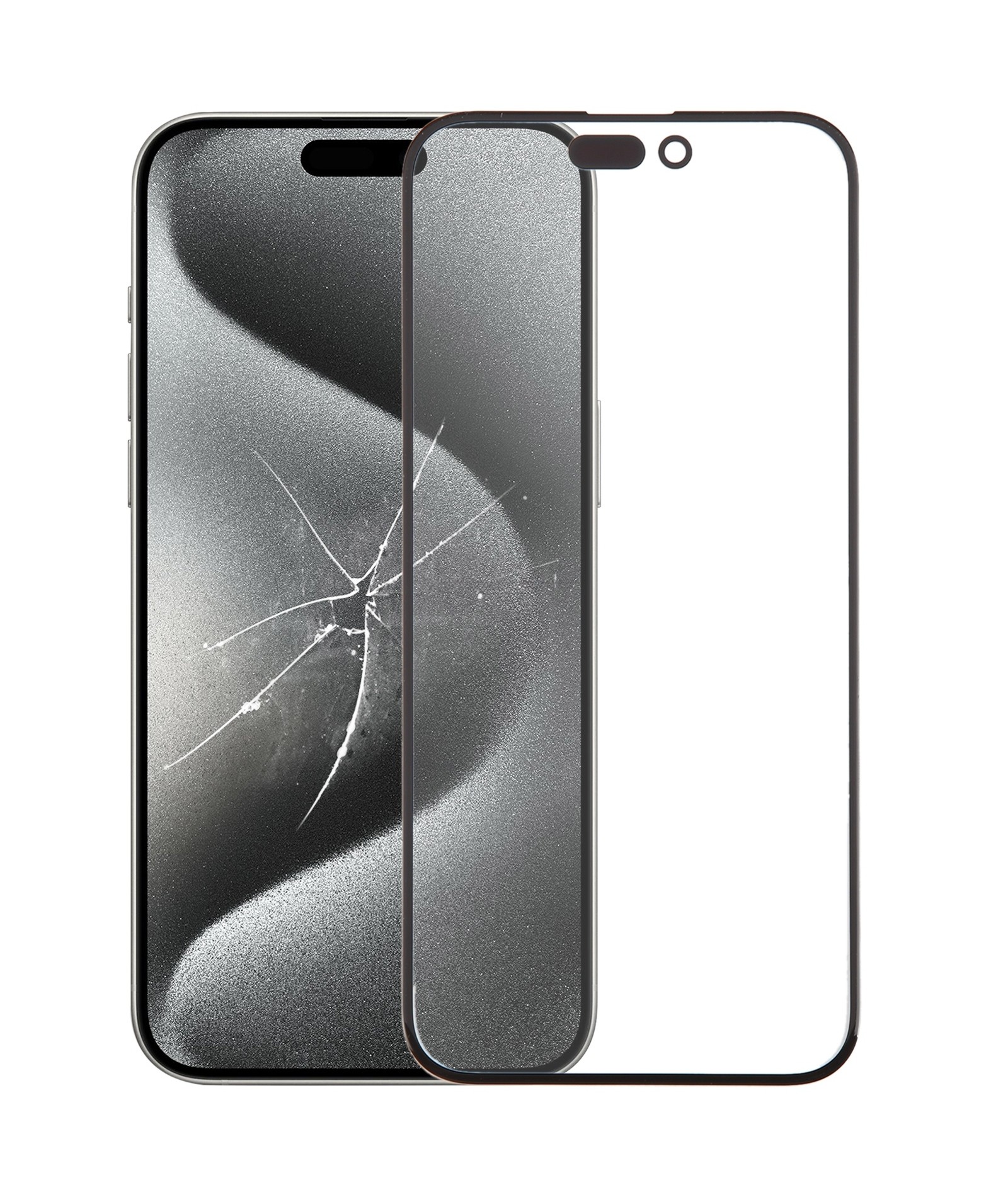 For iPhone 15 Pro Max Front Screen Outer Glass Lens with OCA Optically Clear Adhesive