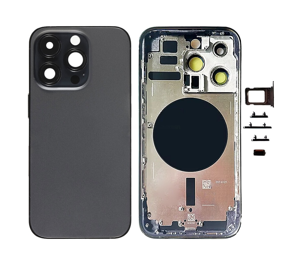 For iPhone 14 Pro Battery Back Cover with Side Keys & Card Tray, Version:US Version(Black)