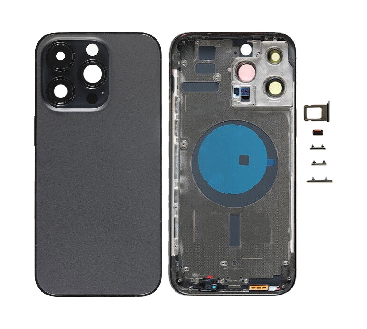 For iPhone 14 Pro Max Battery Back Cover with Side Keys & Card Tray, Version:US Version(Black)