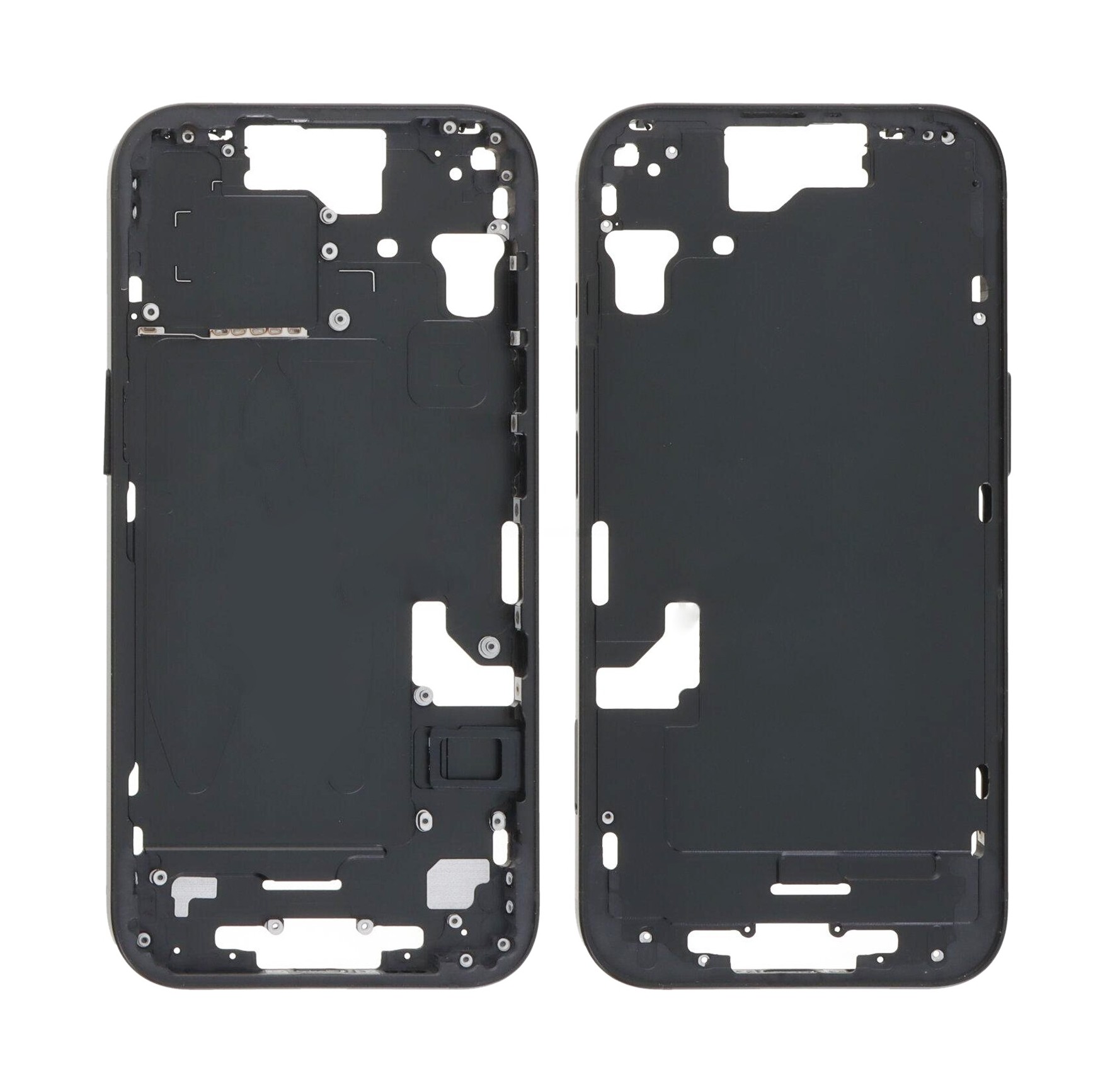 For iPhone 15 Middle Frame Bezel Plate with Side Keys + Card Tray, Version:CE EU Version(Black)