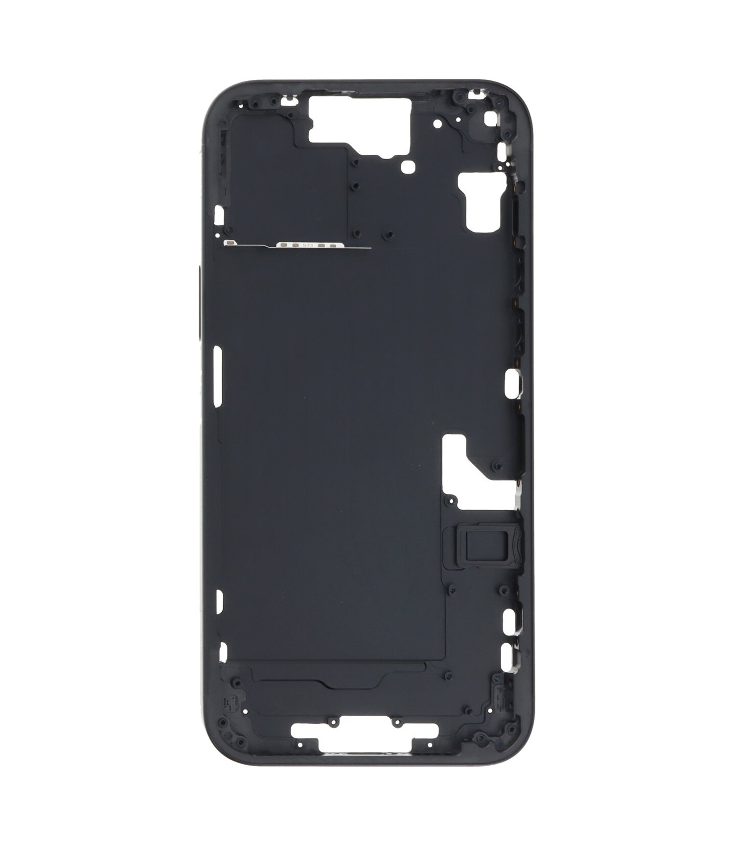 For iPhone 15 Plus Middle Frame Bezel Plate with Side Keys + Card Tray, Version:China Version(Black)