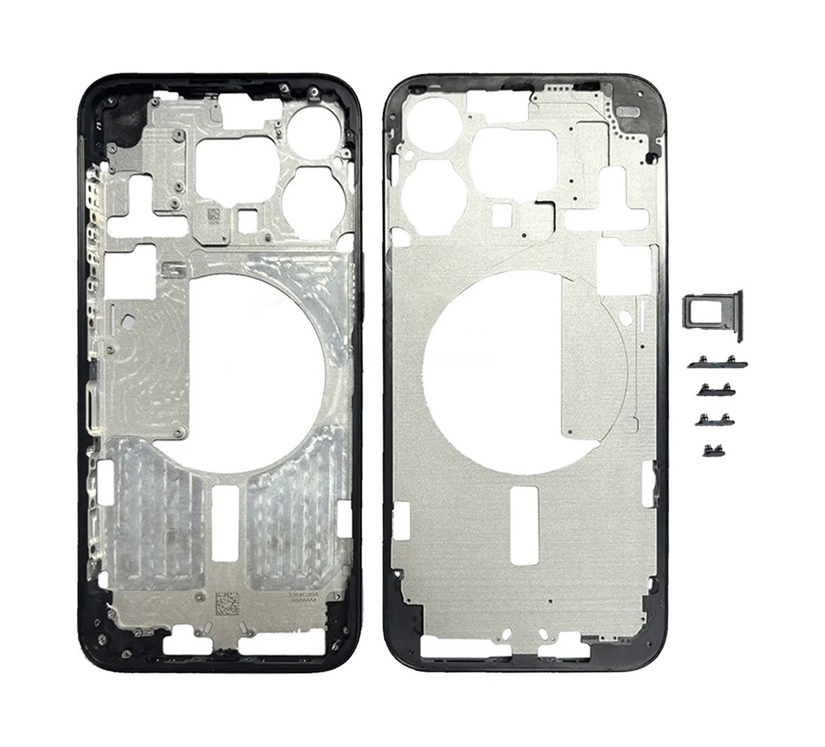 For iPhone 15 Pro Max Middle Frame Bezel Plate with Side Keys + Card Tray, Version:China Version(Black)