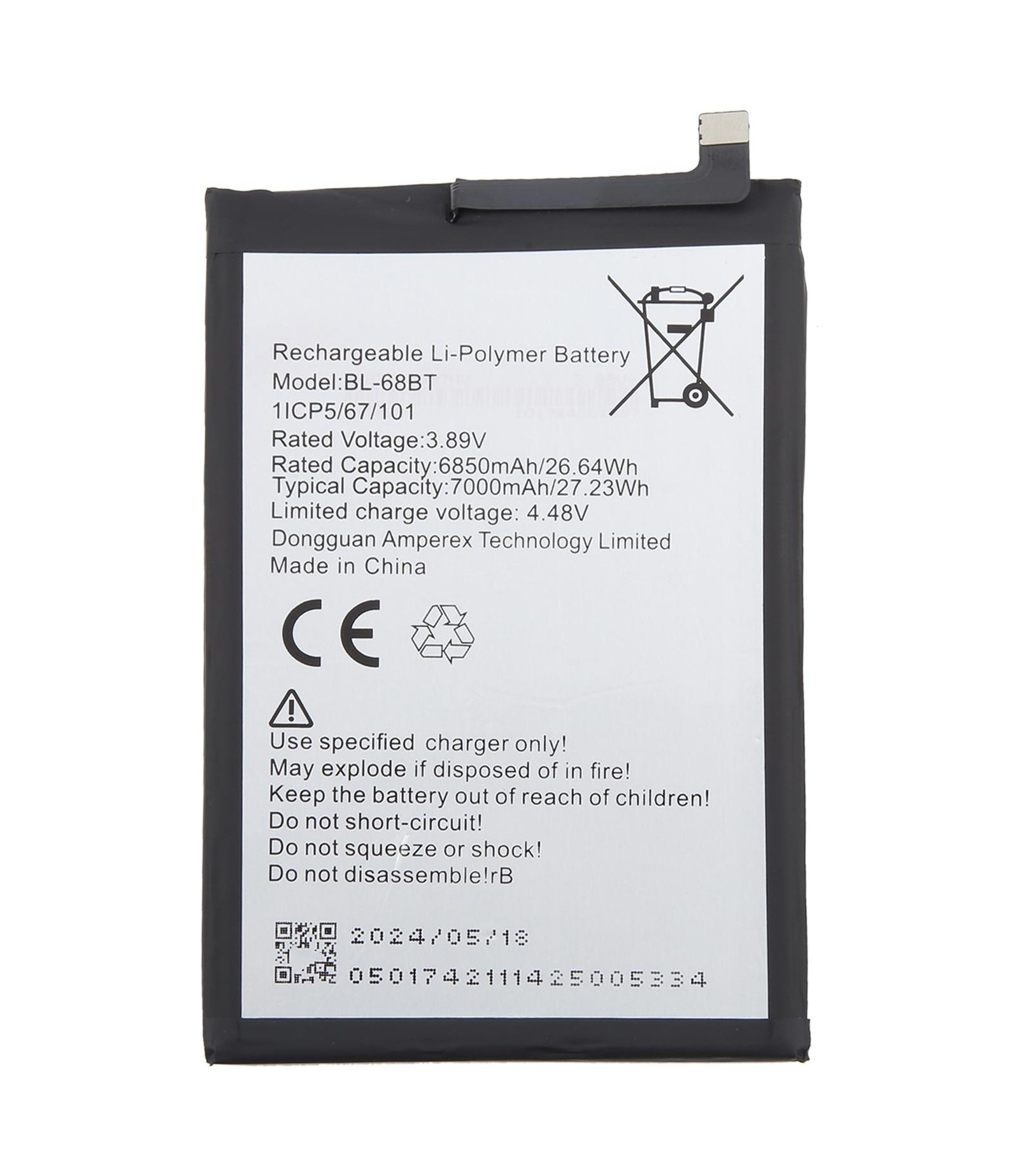 For Tecno POVA NEO 2 / NEO 3 LH6 BL-68BT 7000mAh Battery Replacement