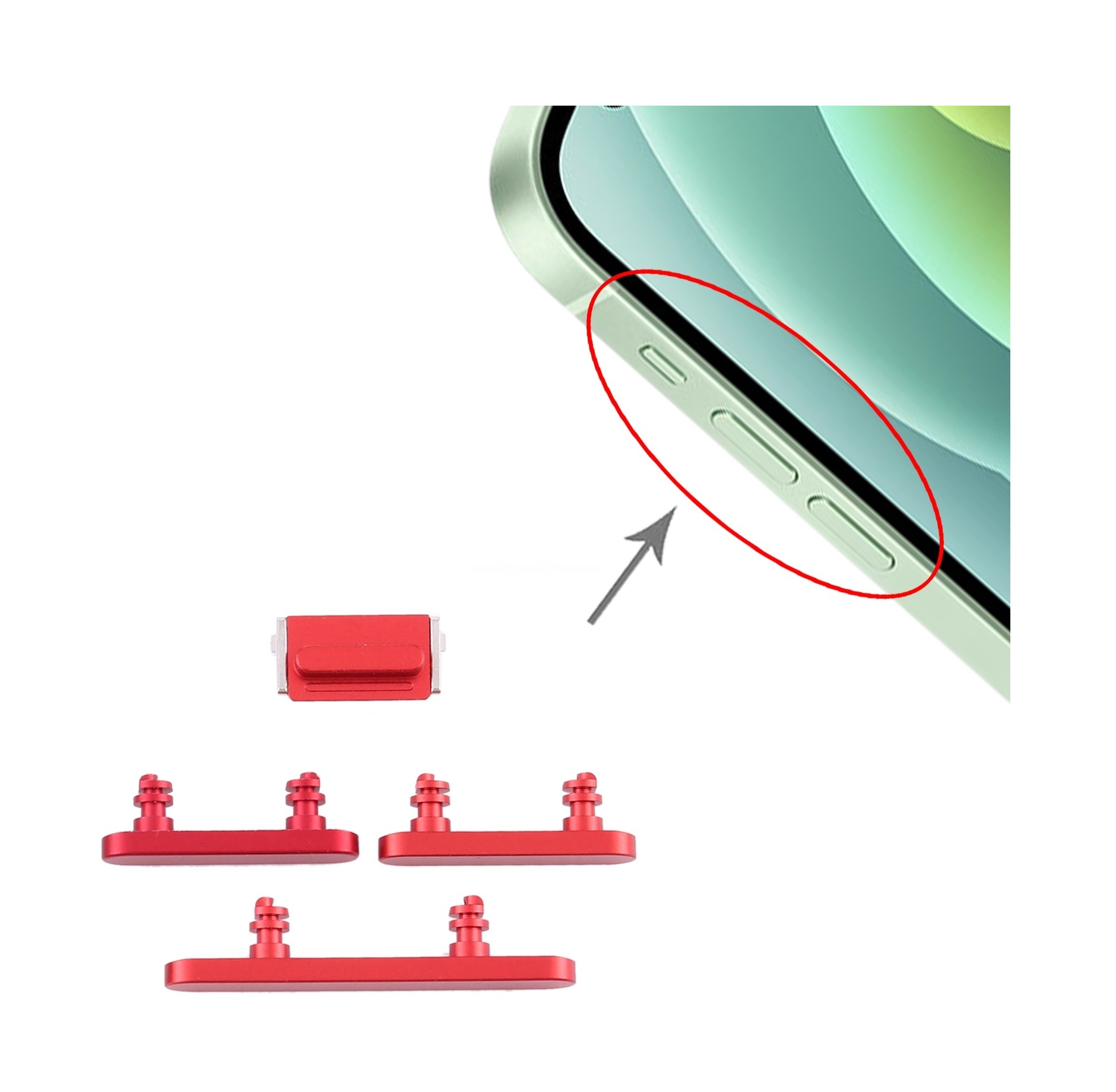 Power Button and Volume Control Button for iPhone 12 Mini(Red)