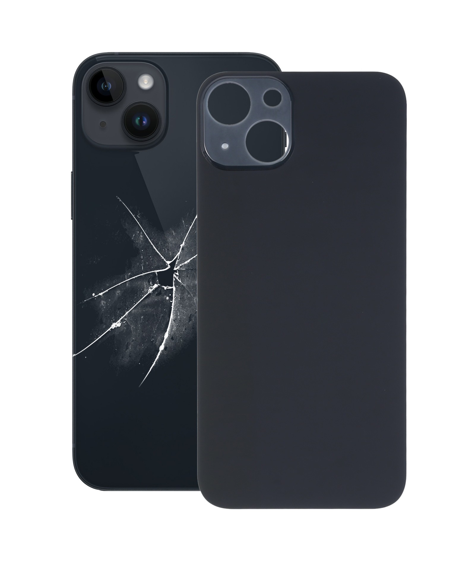 For iPhone 14 Plus Easy Replacement Big Camera Hole Glass Back Battery Cover(Black)