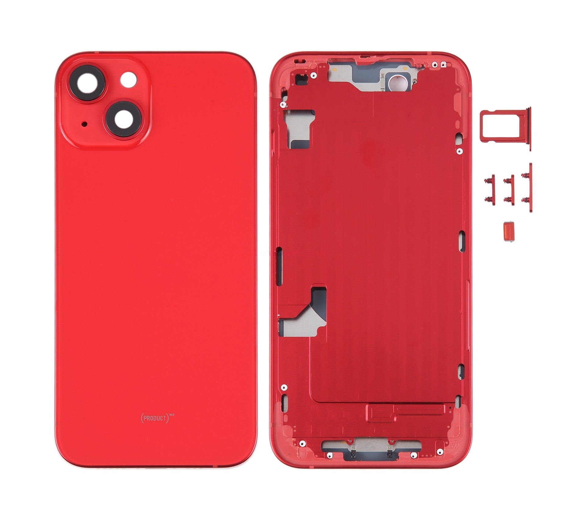 For iPhone 14 Battery Back Cover with Middle Frame / Side Keys(Red)