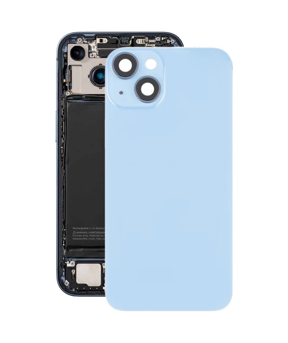 For iPhone 14 Glass Battery Back Cover with Flash Bracket + Wireless Charging Module(Blue)