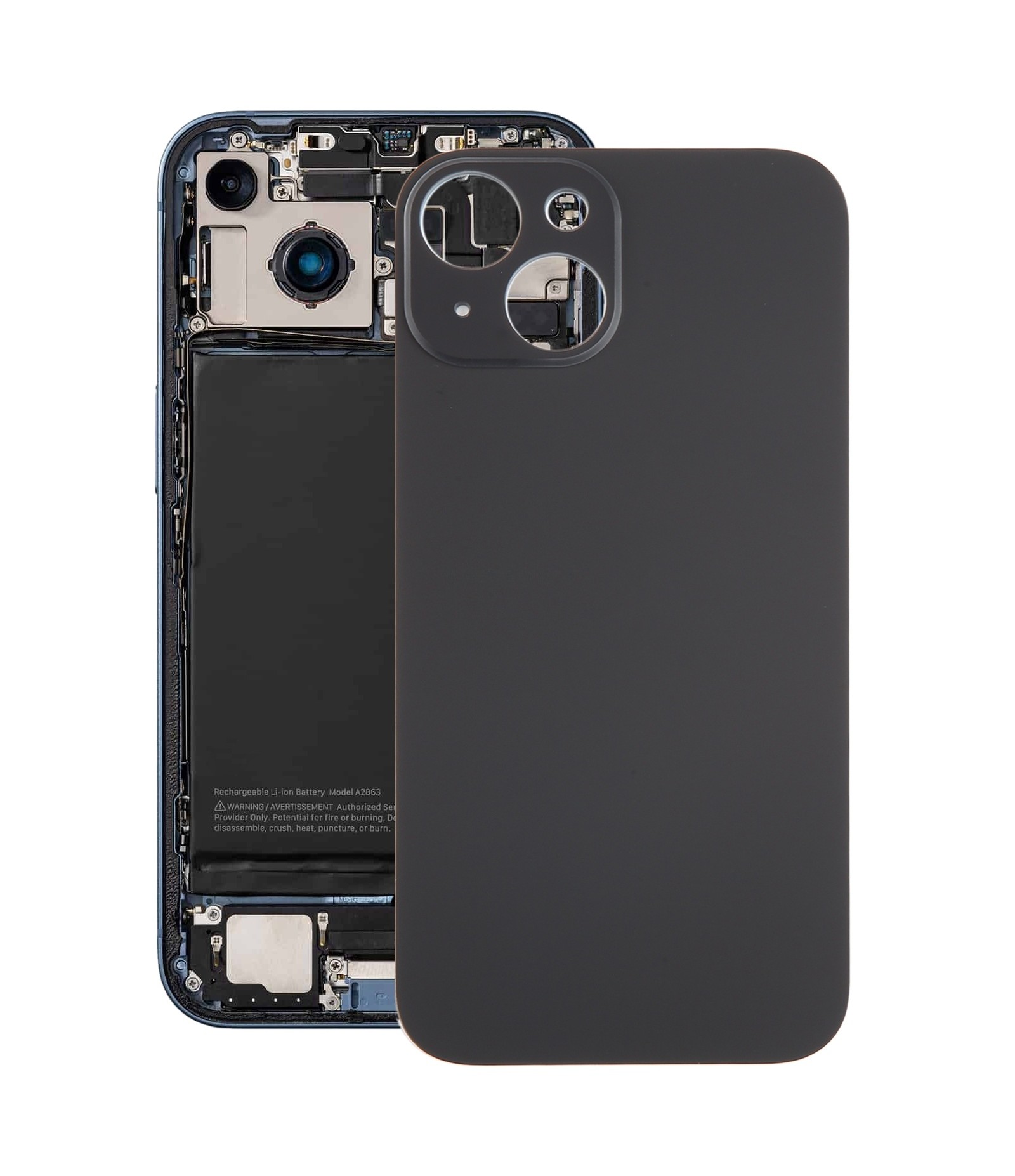 For iPhone 15 Glass Battery Back Cover(Black)