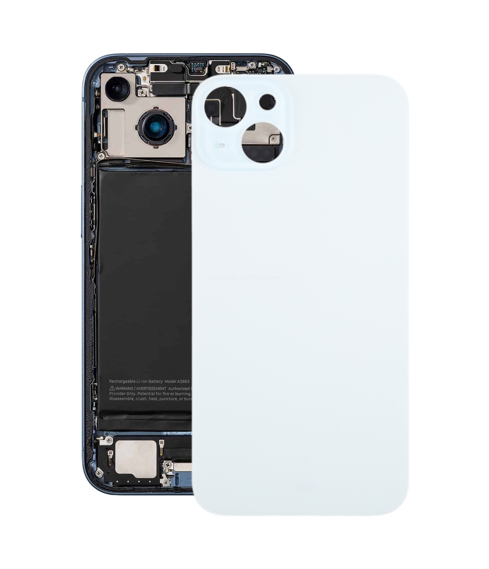 For iPhone 15 Plus Glass Battery Back Cover(Blue)