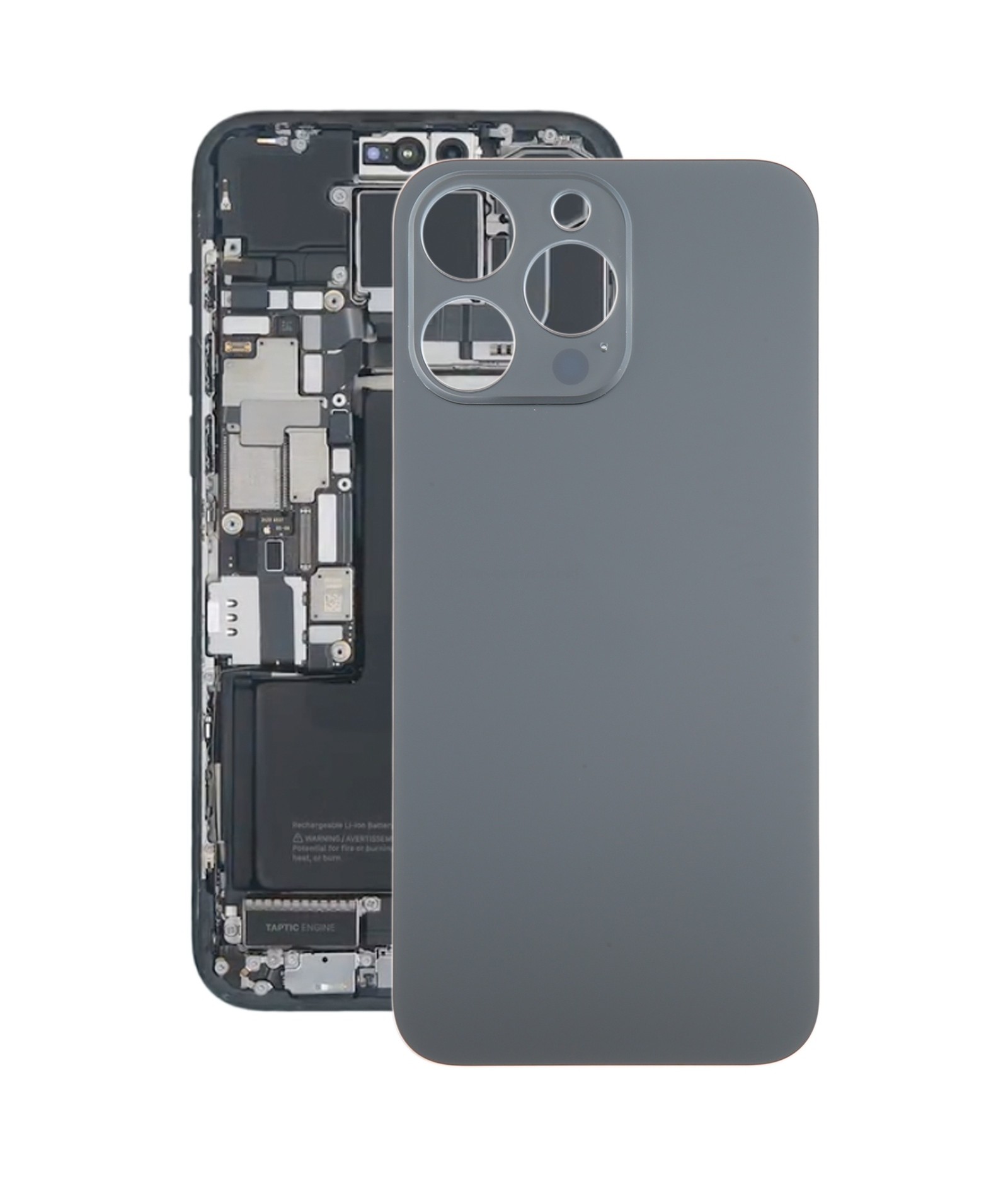 For iPhone 15 Pro Glass Battery Back Cover(Black)