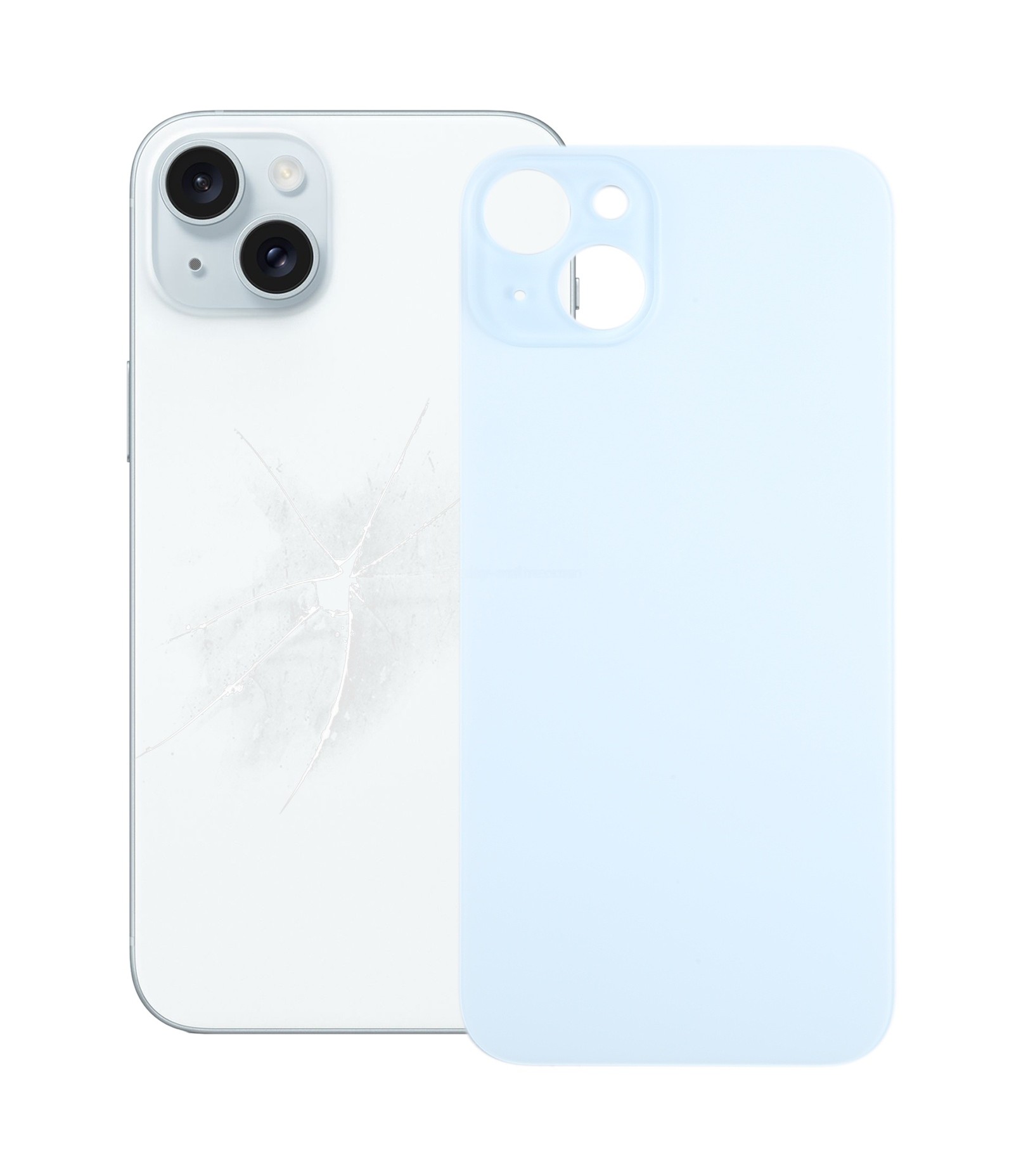 For iPhone 15 Plus Easy Replacement Big Camera Hole Glass Back Battery Cover(Blue)