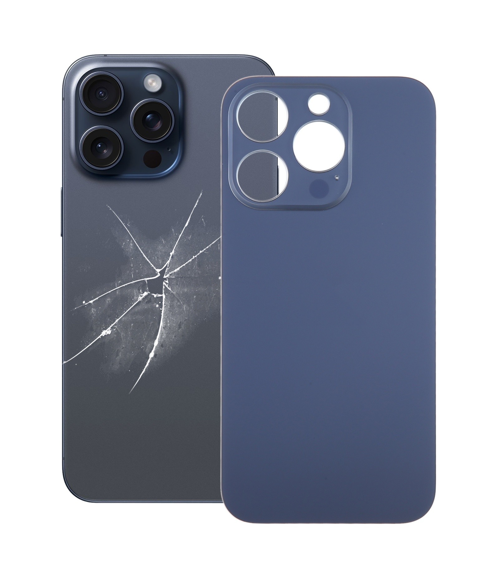 For iPhone 15 Pro Easy Replacement Big Camera Hole Glass Back Battery Cover(Blue)