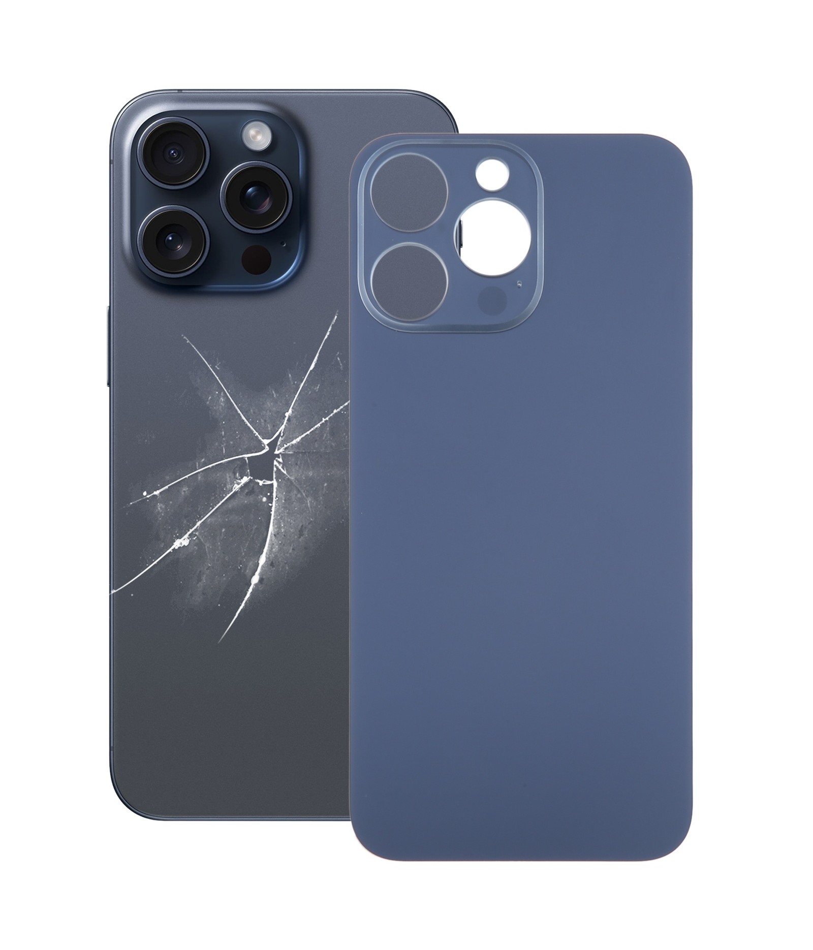 For iPhone 15 Pro Max Easy Replacement Big Camera Hole Glass Back Battery Cover(Blue)