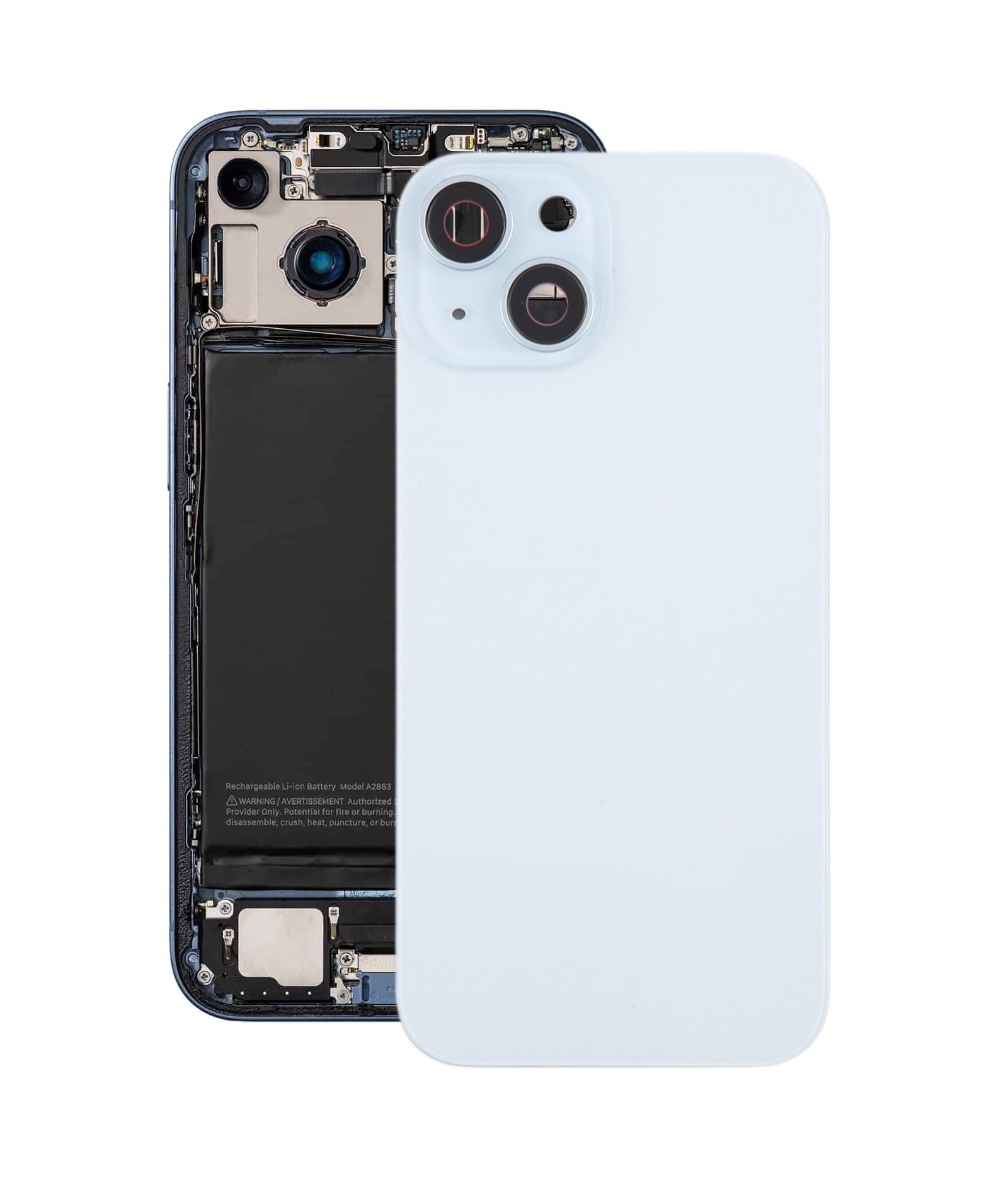 For iPhone 15 Battery Back Cover with Camera Lens Cover + MagSafe Magnet(Blue)