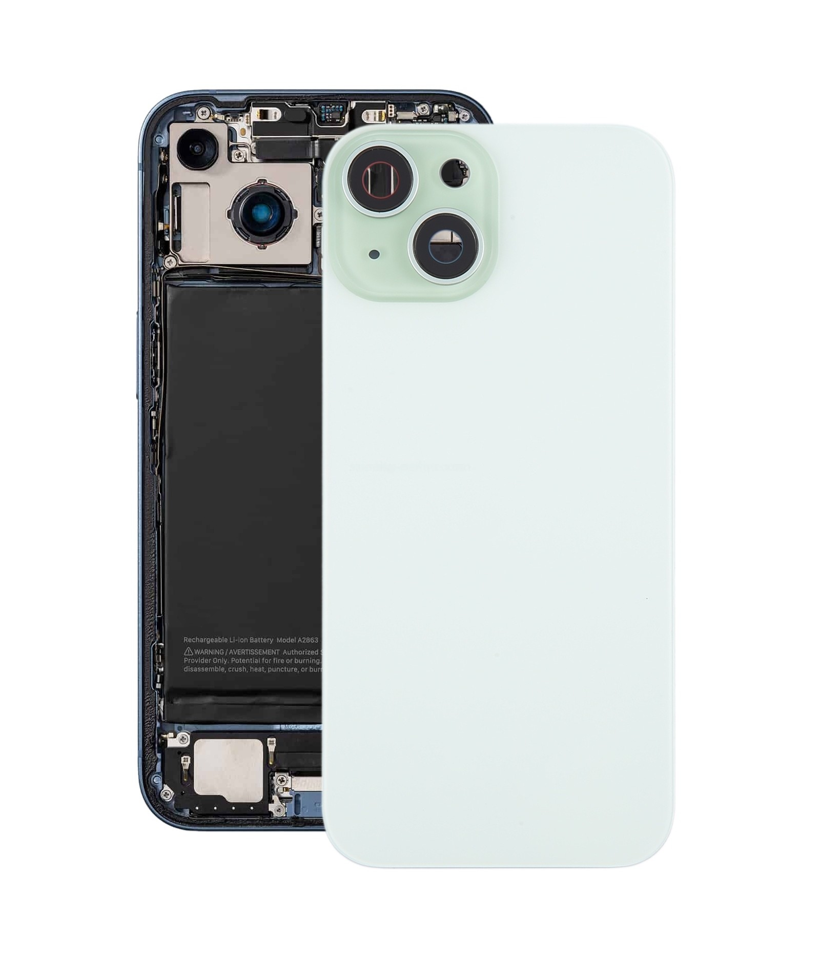 For iPhone 15 Plus Battery Back Cover with Camera Lens Cover + MagSafe Magnet(Green)