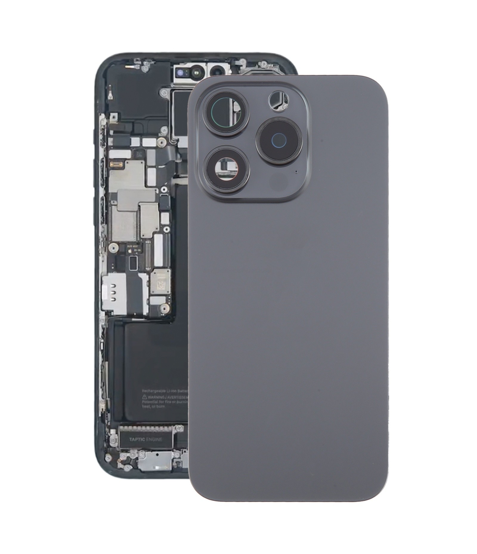 For iPhone 15 Pro Battery Back Cover with Camera Lens Cover + MagSafe Magnet(Black)