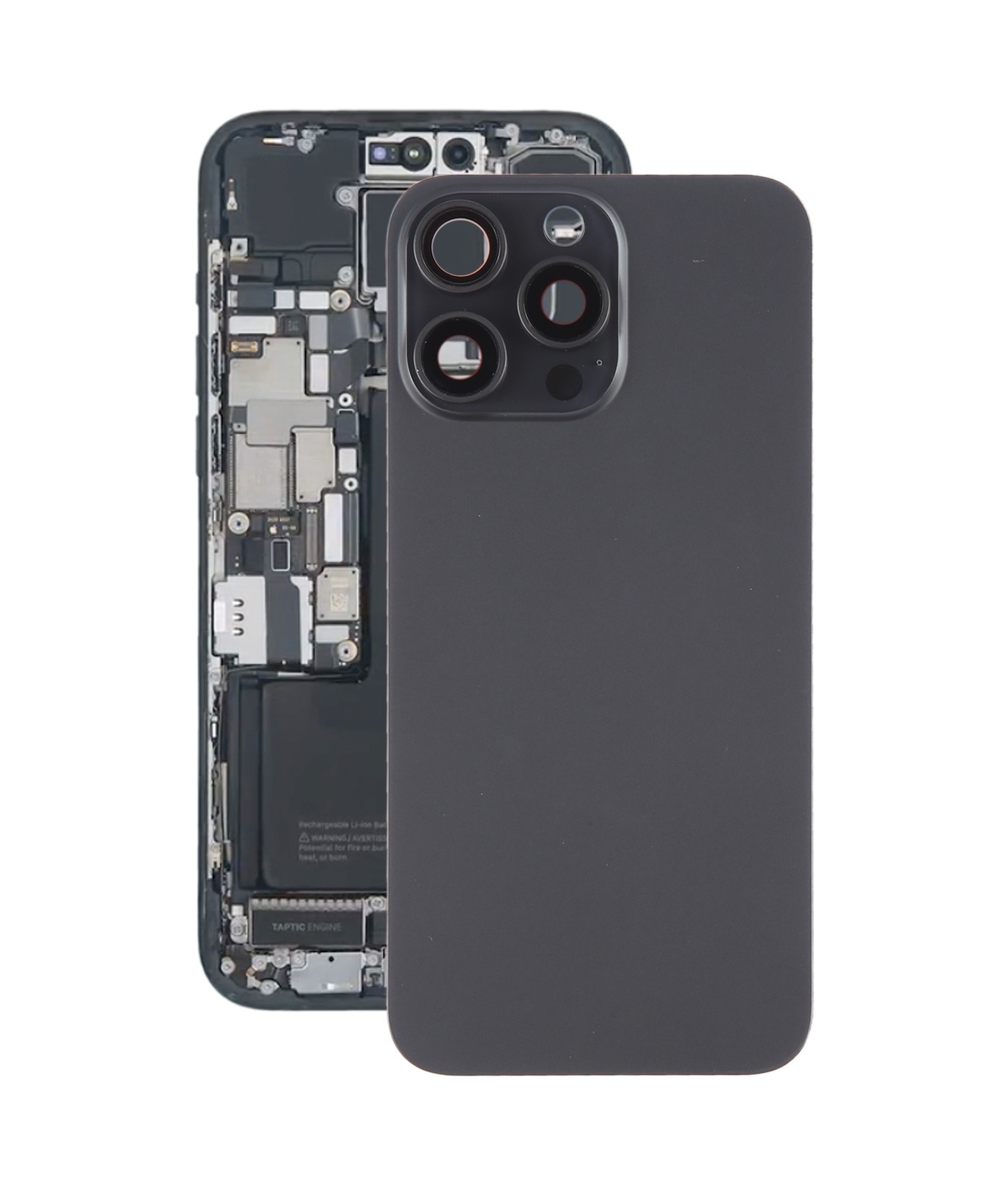 For iPhone 15 Pro Max Battery Back Cover with Camera Lens Cover + MagSafe Magnet(Black)