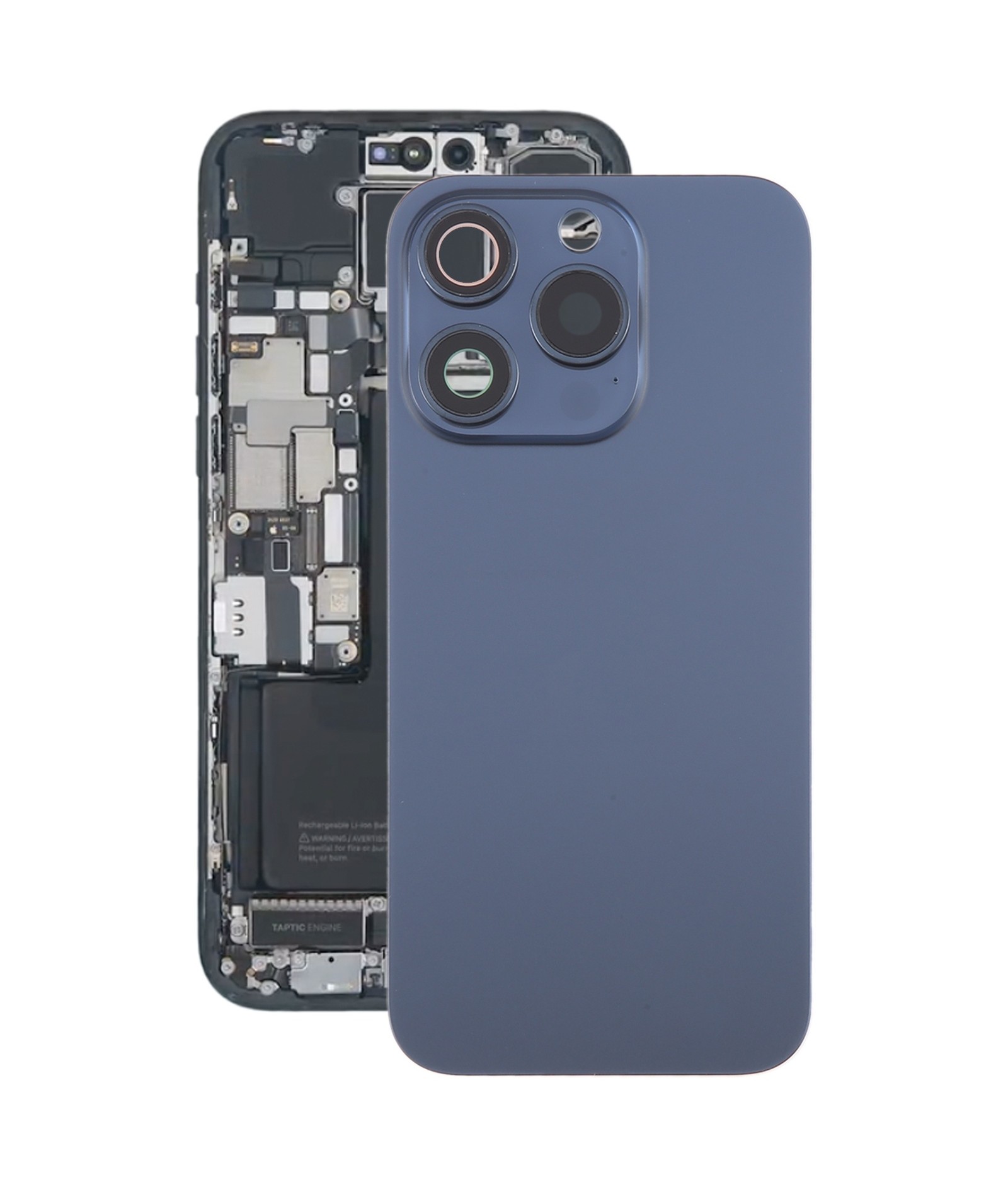 For iPhone 15 Pro Max Battery Back Cover with Camera Lens Cover + MagSafe Magnet(Blue)