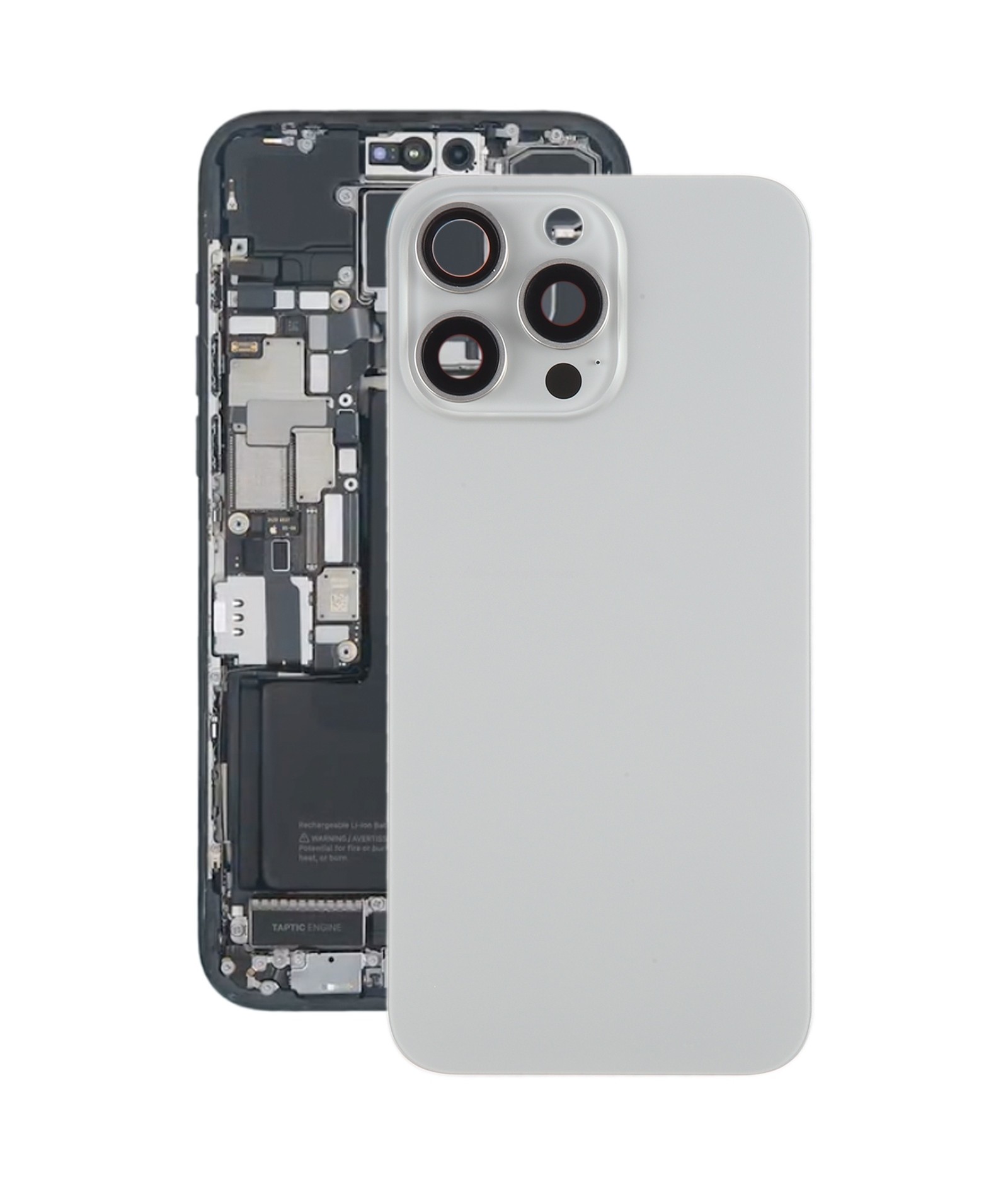 For iPhone 15 Pro Max Battery Back Cover with Camera Lens Cover + MagSafe Magnet(Titanium)