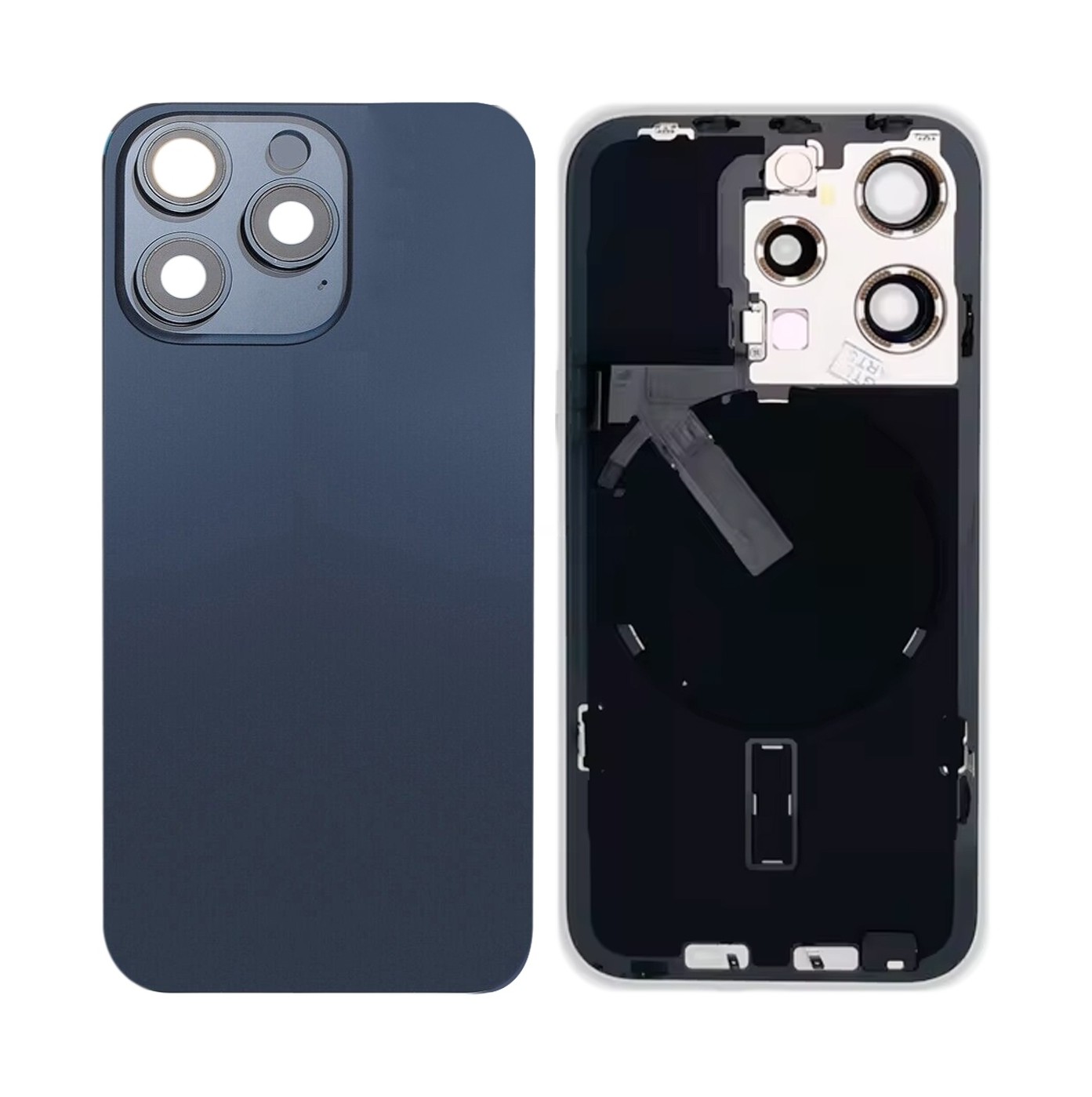For iPhone 15 Pro Glass Battery Back Cover with Flash Bracket + Wireless Charging Module(Blue)