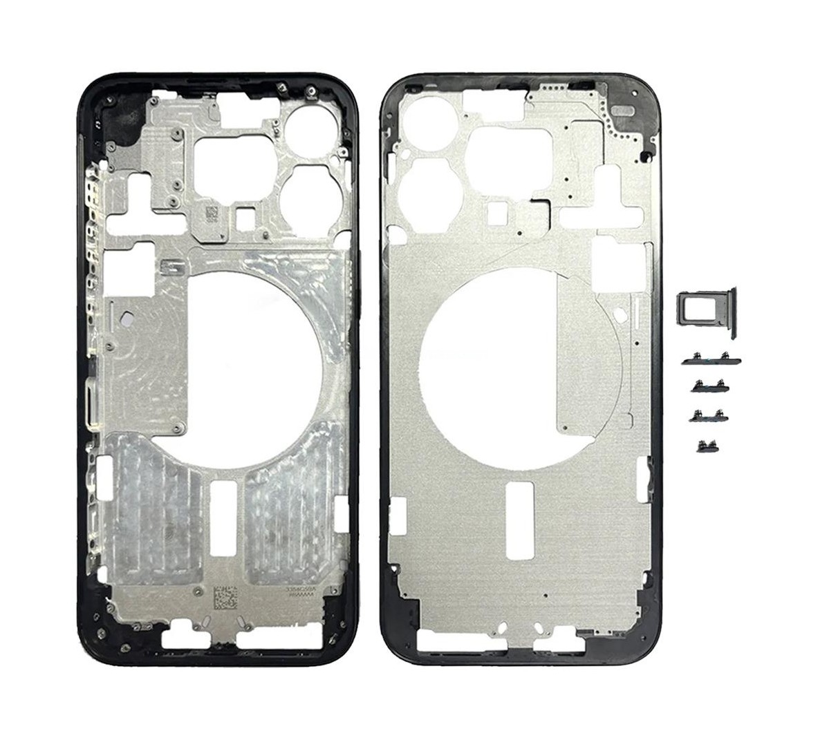 For iPhone 15 Pro Max Middle Frame Bezel Plate with Side Keys + Card Tray, Version:CE EU Version (Black)