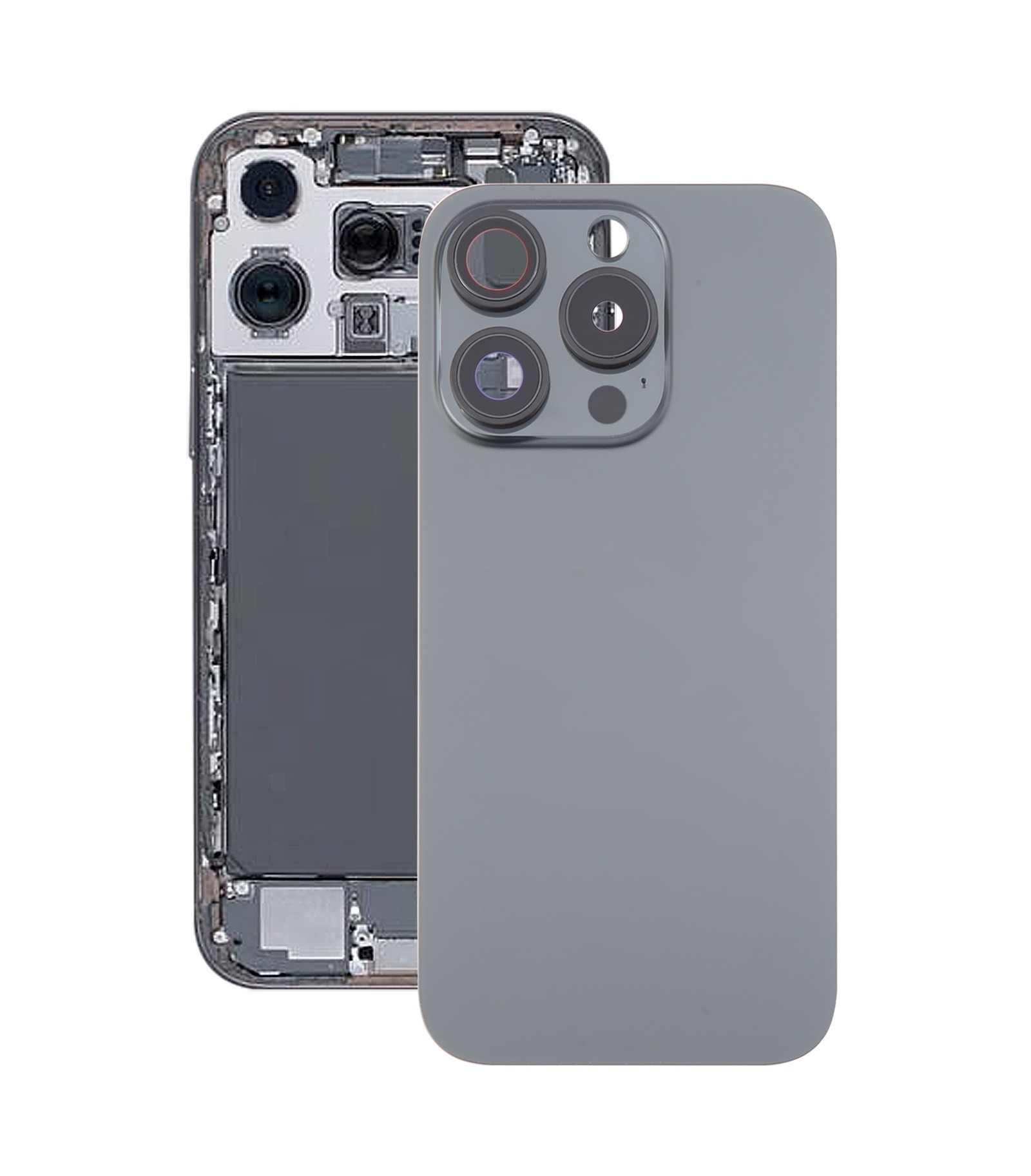 For iPhone 16 Pro Max Original Glass Battery Back Cover with Camera Lens Cover(Black)