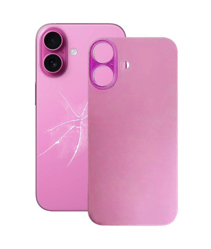 For iPhone 16 Plus Easy Replacement Big Camera Hole Glass Back Battery Cover(Pink)