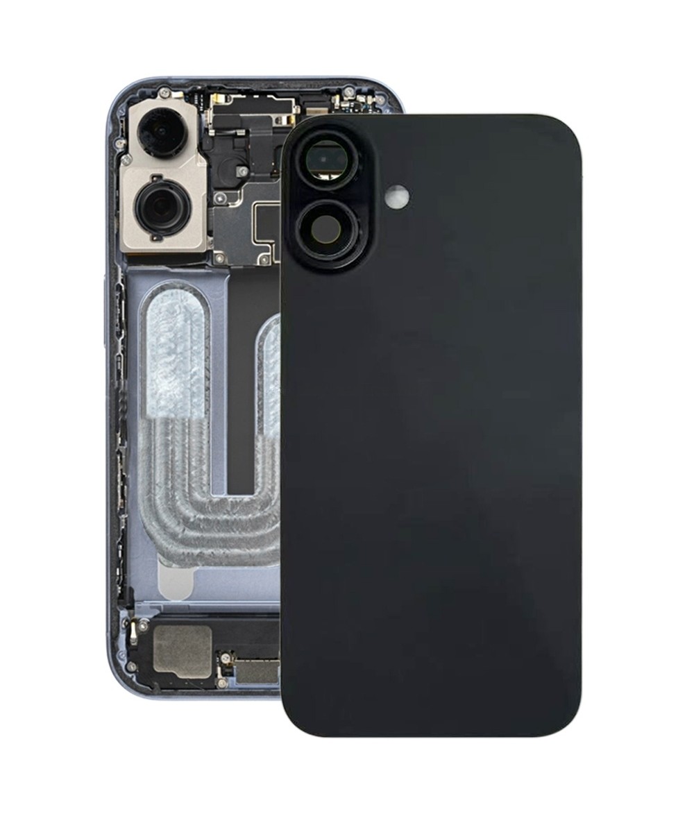 For iPhone 16 Battery Back Cover with Camera Lens Cover(Black)