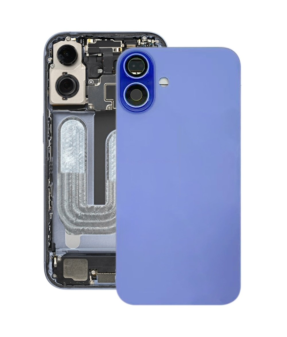 For iPhone 16 Plus Battery Back Cover with Camera Lens Cover(Cyan)