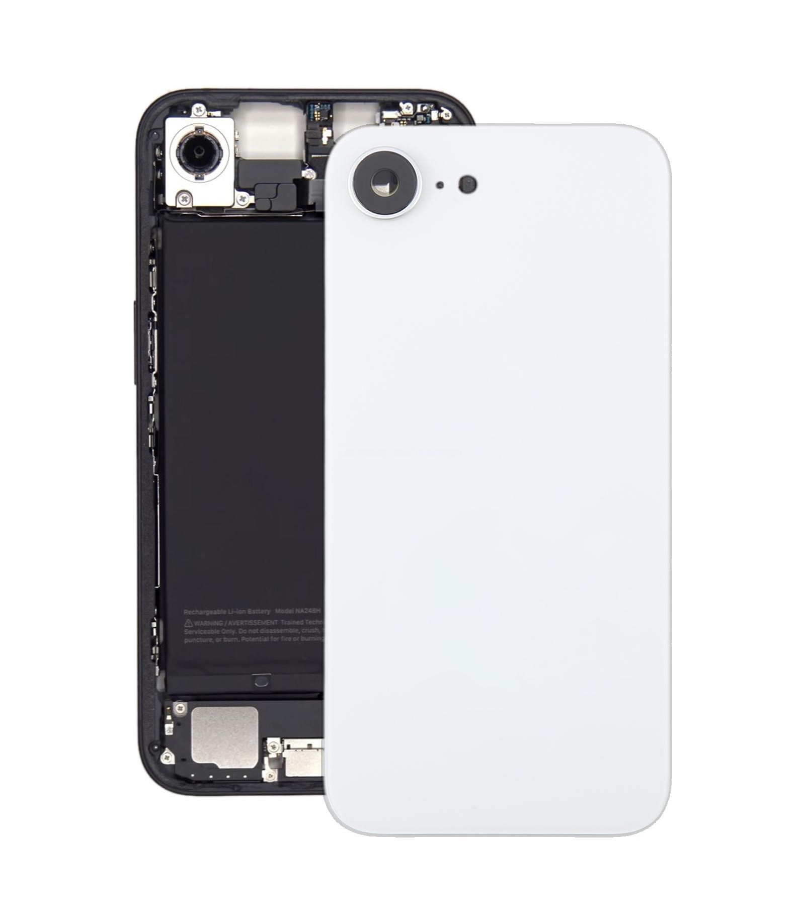 For iPhone 16e Glass Battery Back Cover with Camera Lens Cover(White)