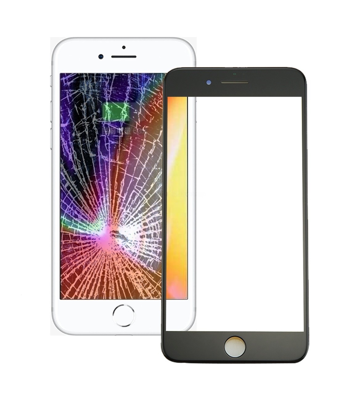 for iPhone 8 Plus Front Screen Outer Glass Lens with Front LCD Screen Bezel Frame(Black)