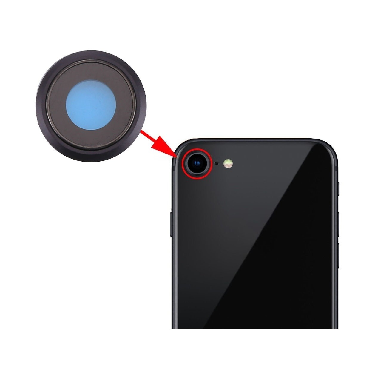 Rear Camera Lens Ring for iPhone 8 (Black)
