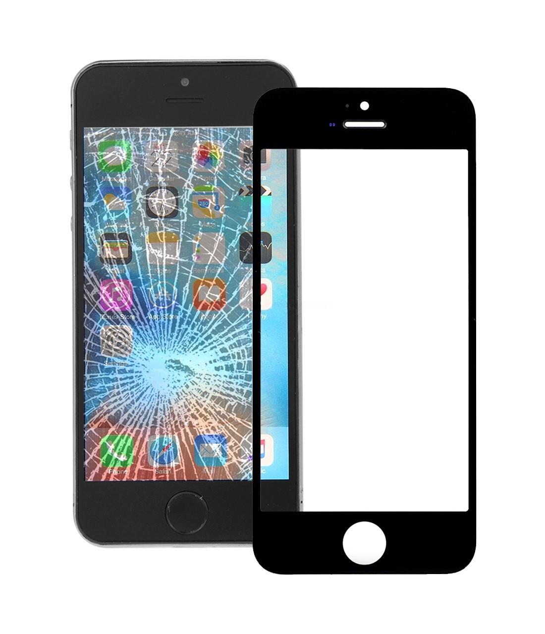 for iPhone SE Front Screen Outer Glass Lens(Black)